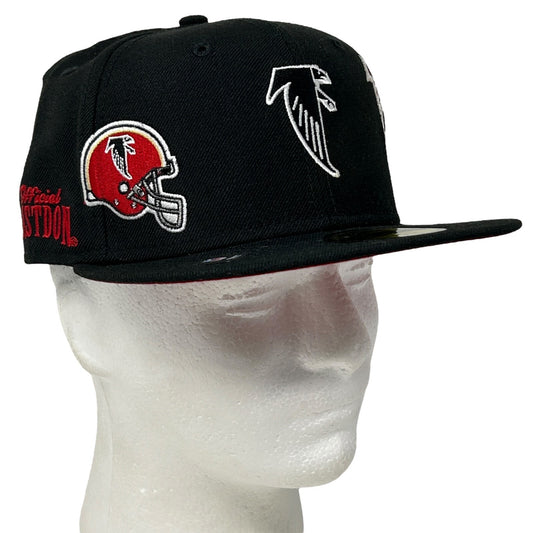 New Era Atlanta Falcons Black Snapback Hat with Embroidered Logo and Adjustable Fit, Side View