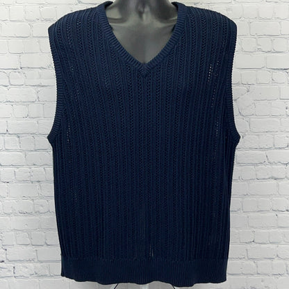 Old Navy navy blue sleeveless sweater vest in size x-large with a textured knit pattern
