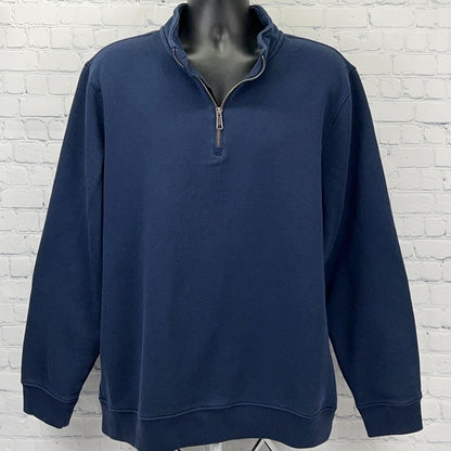 Old Navy men's navy blue quarter-zip pullover sweatshirt, size 2XL, front view with collar detail