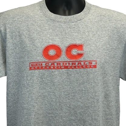 Gray MV Sport T-Shirt featuring Otterbein University logo in red, size medium, front view