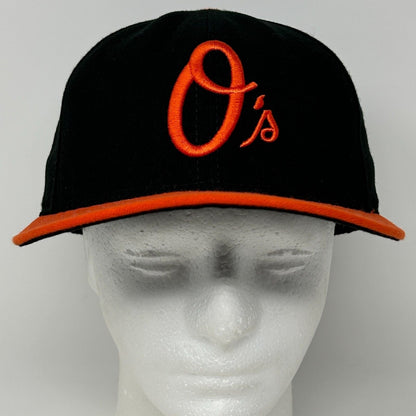 Baltimore Orioles O's Script Baseball Hat Cap New Era 59Fifty Black Fitted 7 1/2