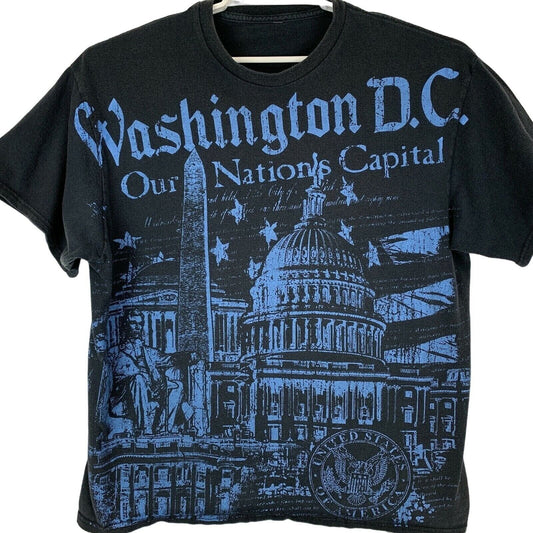 Washington DC Nations Capital T Shirt Mens XL X-Large Black USA Monuments Tee