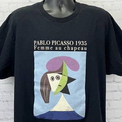 Uniqlo black t-shirt featuring Picasso Femme au chapeau artwork, front view, size 3XL