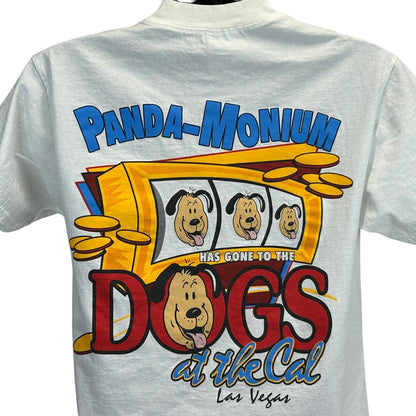 White Tultex T-Shirt with panda design and California Casino Las Vegas graphic on the back