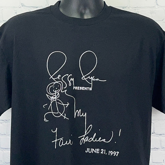 Black Hanes T-shirt featuring Peggy Ryan graphic with date June 21, 1997 and signature style design