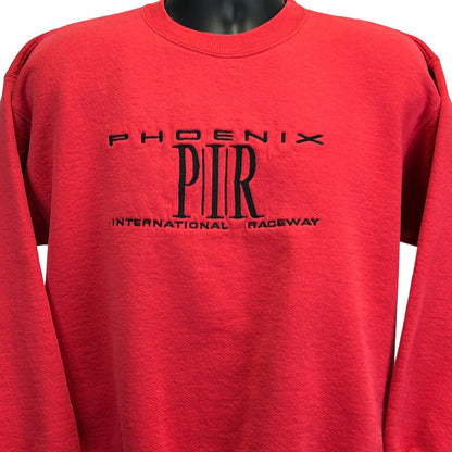 Red Hanes sweatshirt featuring Phoenix International Raceway logo on the front, size large, relaxed fit.