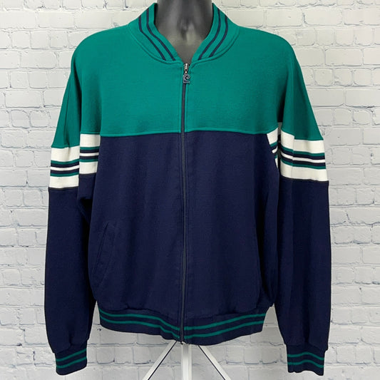 Pierre Cardin 80s Sweatshirt Green Navy Vintage Large Front View