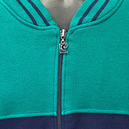 Pierre Cardin Vintage Sweatshirt in Green and Navy, Size Medium, Front View