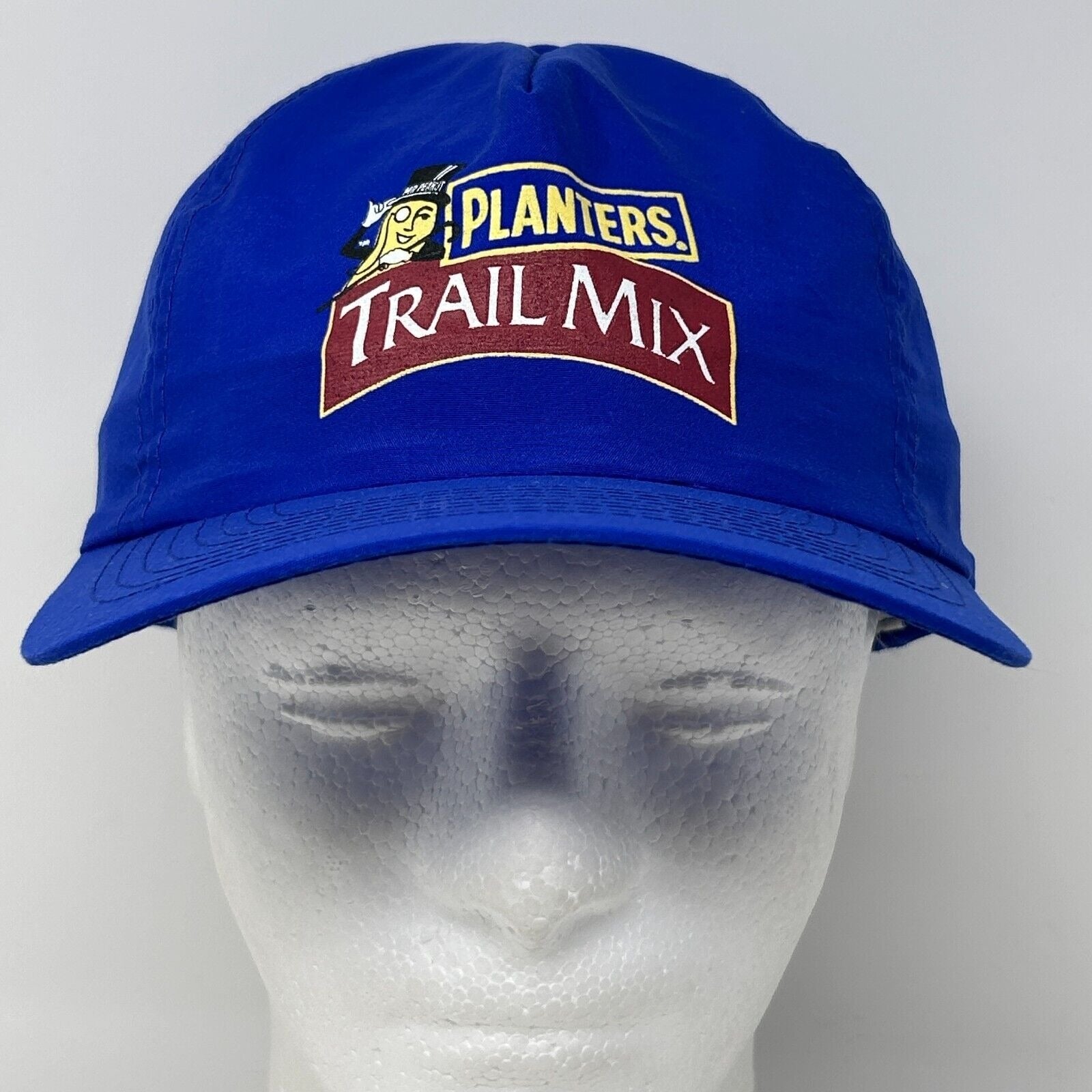 Blue Vintage Planters Hat featuring Trail Mix logo, front view, perfect for casual wear
