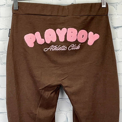 Missguided Leggings Brown Size M Back View with Playboy Athletic Club Logo