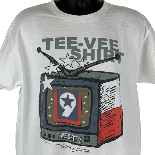 Vintage Tee Vee KWES TV Texas T Shirt Mens X-Large Odessa Television 90s White