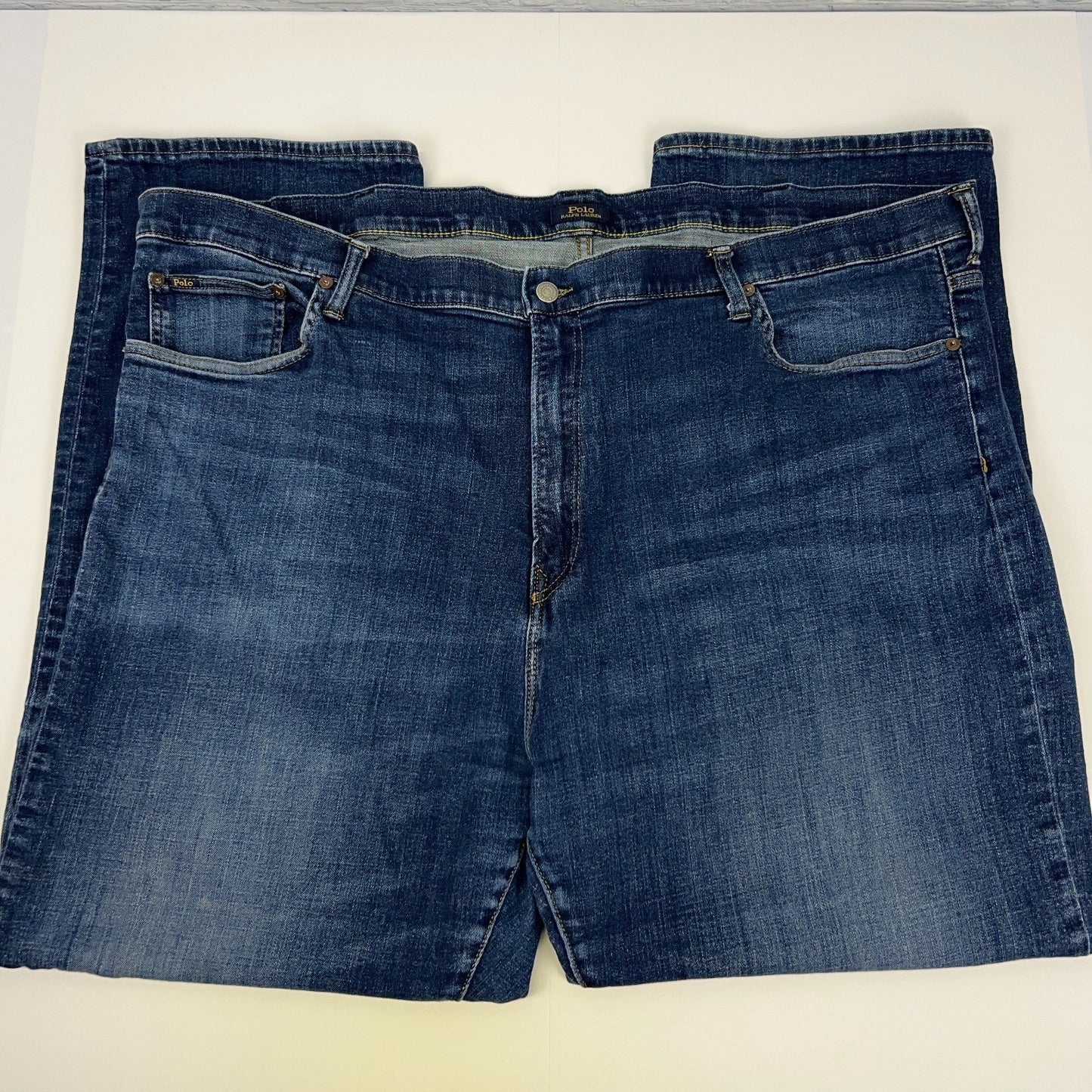 Polo Ralph Lauren Dark Wash Denim Jeans in Size 50x31, Front View with Classic Logo Design