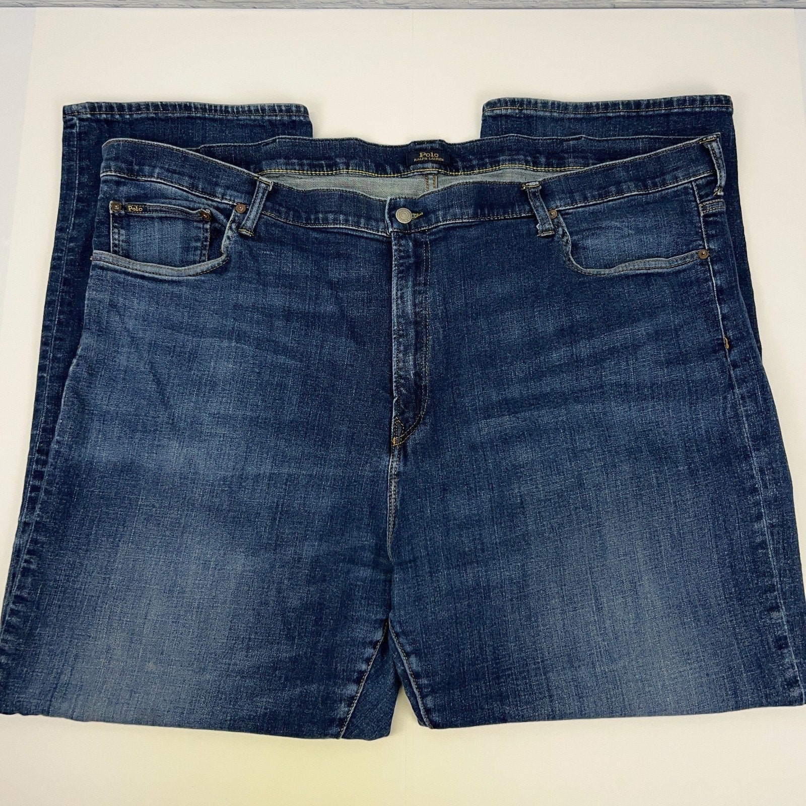 Polo Ralph Lauren Dark Wash Denim Jeans in Size 50x31, Front View with Classic Logo Design