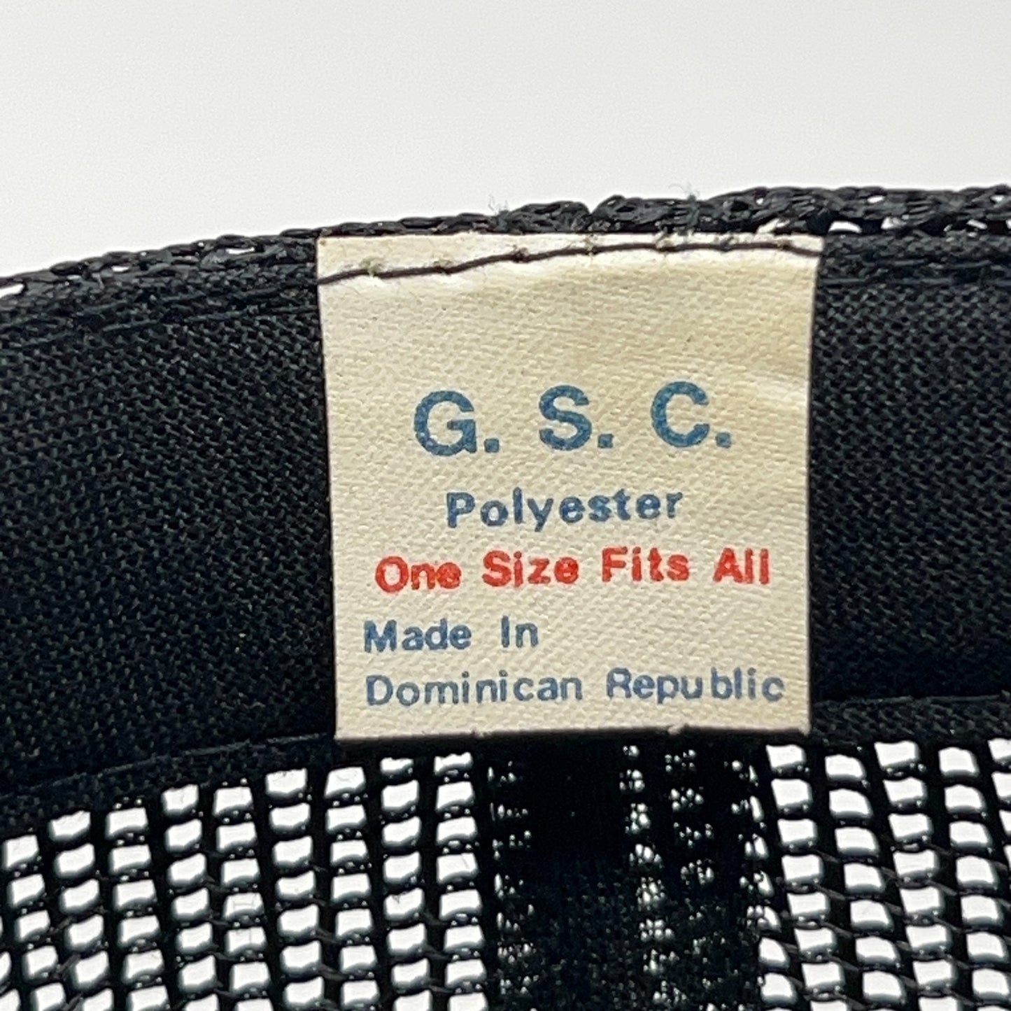 Vintage G.S.C. Trucker Cap Hat in Black, One Size Fits All, front view