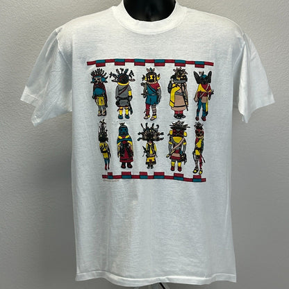 Vintage Native American Indian Kachina T Shirt Mens Large 90s Southwestern White