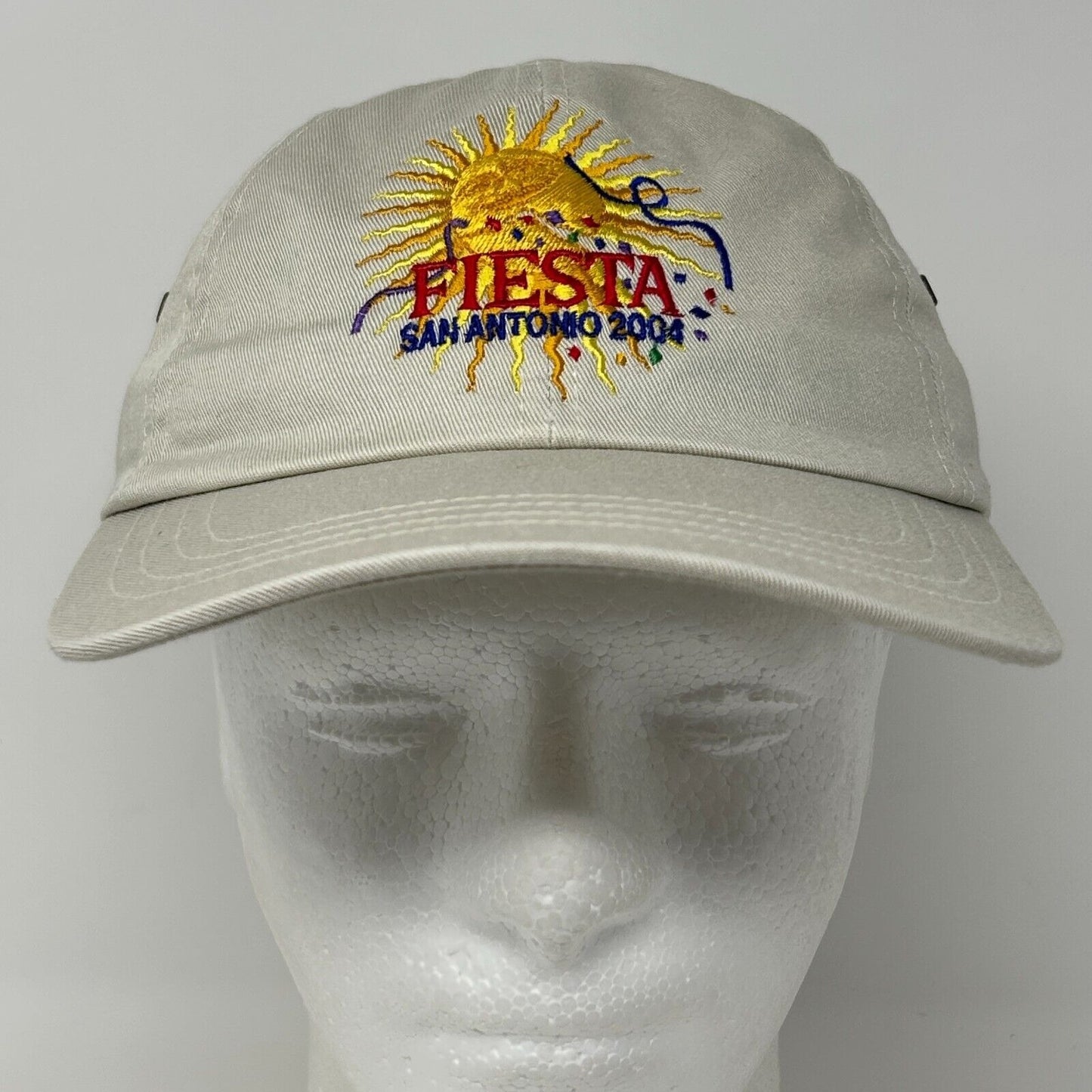 Vintage Fiesta San Antonio 2004 Dad Hat Baseball Cap Texas Y2Ks Strapback Beige