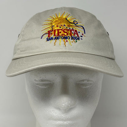 Vintage Fiesta San Antonio 2004 Dad Hat Baseball Cap Texas Y2Ks Strapback Beige