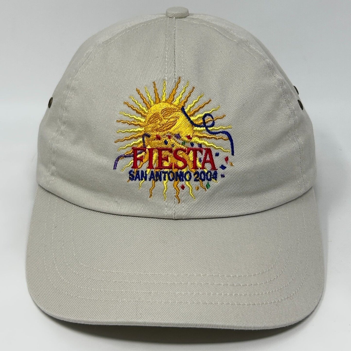 Vintage Fiesta San Antonio 2004 Dad Hat Baseball Cap Texas Y2Ks Strapback Beige