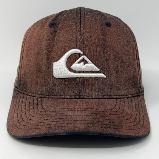 Quiksilver brown baseball cap hat with white logo, front view, ideal for outdoor casual wear