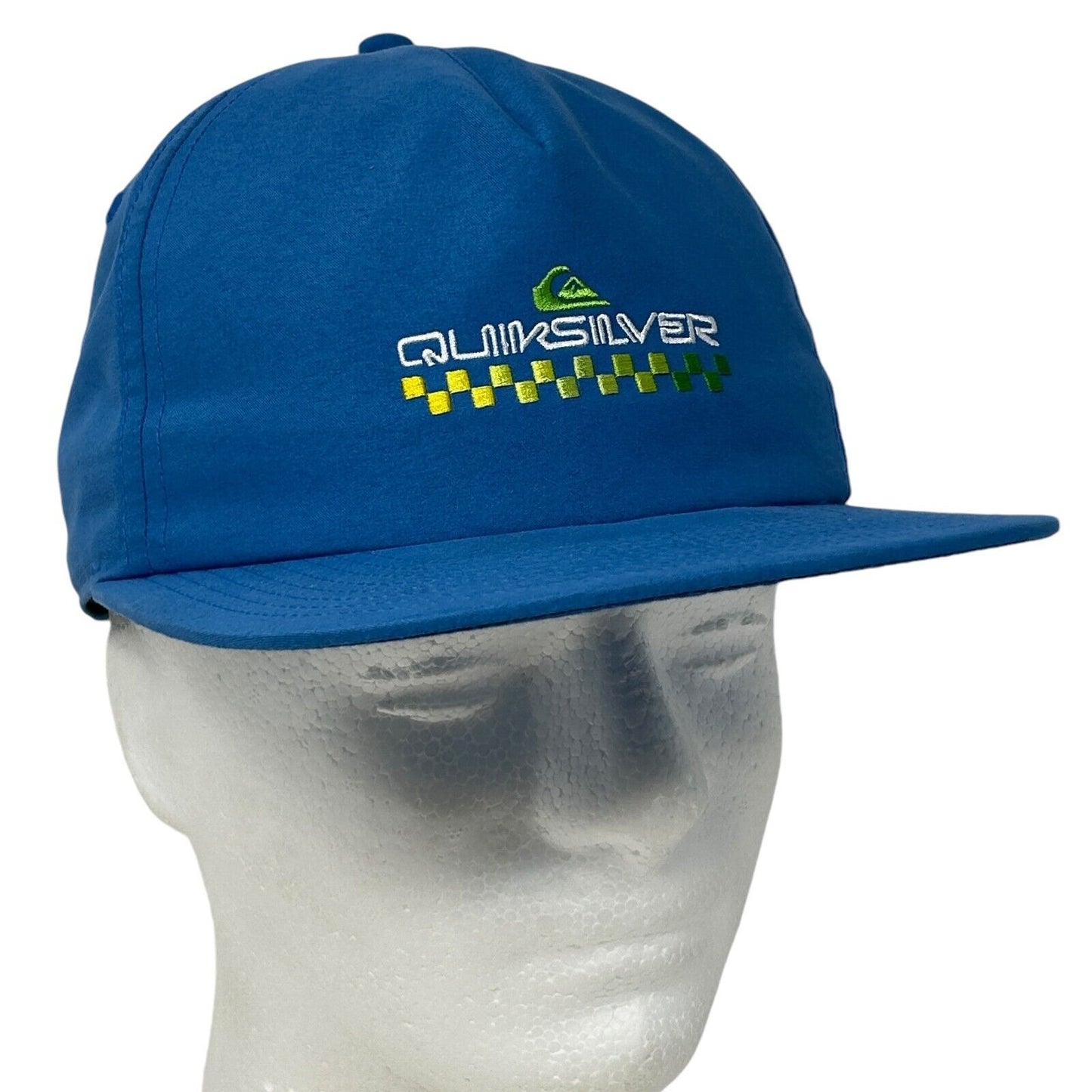 Blue Quiksilver Cap with Checkered Logo Front View in Size Medium