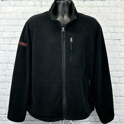 Black Ralph Lauren Jacket from Polo Sport with front zip and side pockets in medium size