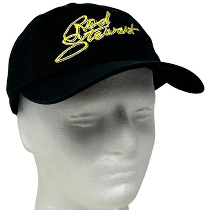 Black Nissi Caps baseball hat featuring embroidered Rod Stewart logo, worn on a mannequin head