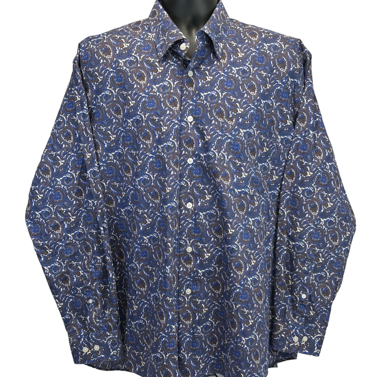 alan flusser dress shirts Alan Flusser Dress Shirt Mens L Multi Colored Check Long Sleeve