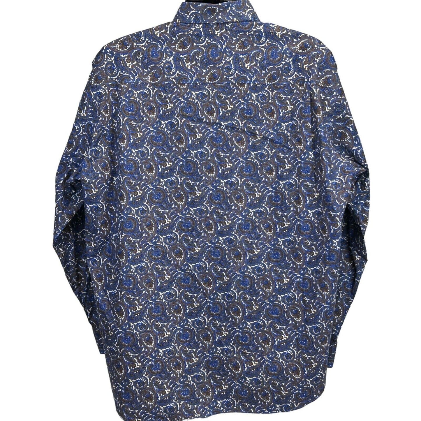 Alan Flusser Paisley Button Front Shirt Mens X-Large Long Sleeve Blue White Gold