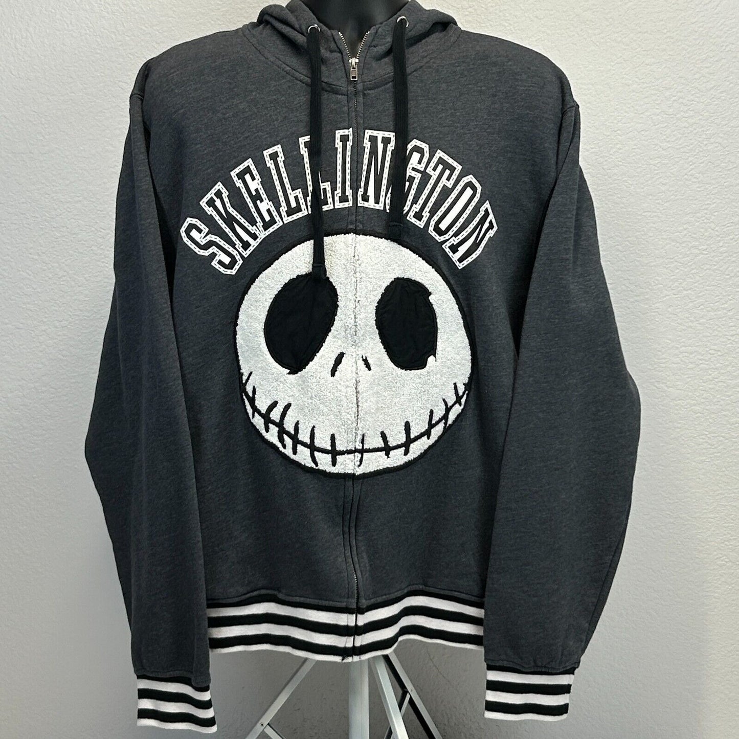 Jack Skellington Hoodie Mens X-Large The Nightmare Before Christmas Disney Gray