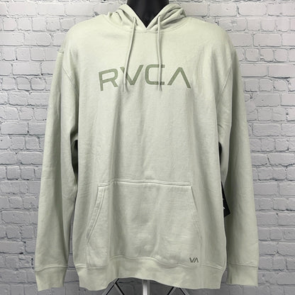 RVCA Hoodie Light Green Large Front View with Hood and Logo