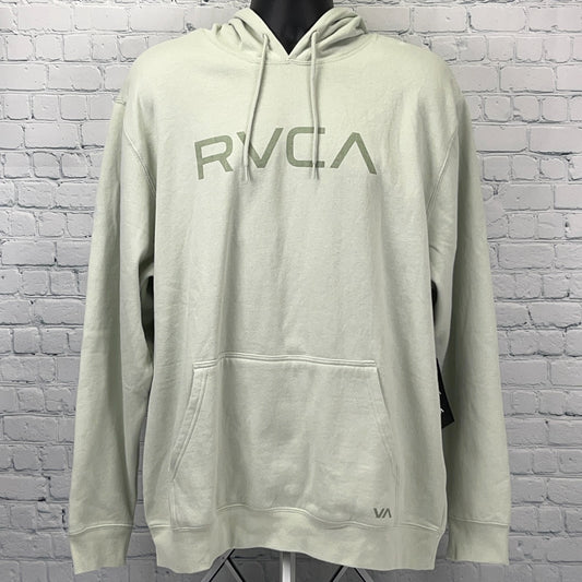 RVCA Hoodie Light Green Large Front View with Hood and Logo