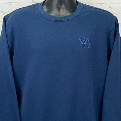 Navy RVCA Long Sleeve T-Shirt in size medium with embroidered logo on the chest