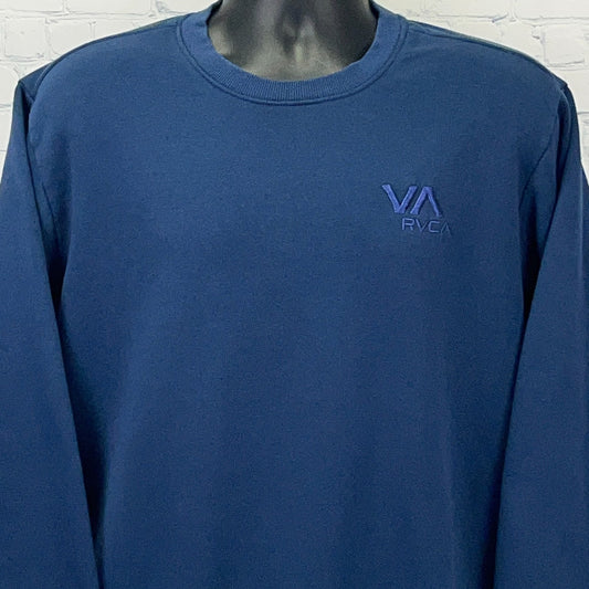 Navy RVCA Long Sleeve T-Shirt in size medium with embroidered logo on the chest