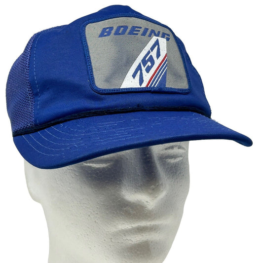 Vintage Boeing 757 Trucker Hat Baseball Cap 80s Blue Aviation Airplane Airliner