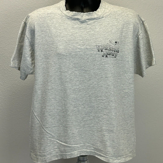 Vintage 90s Distressed Jimmy Buffett T Shirt Drunk Parrot Head Gray Mens L Large