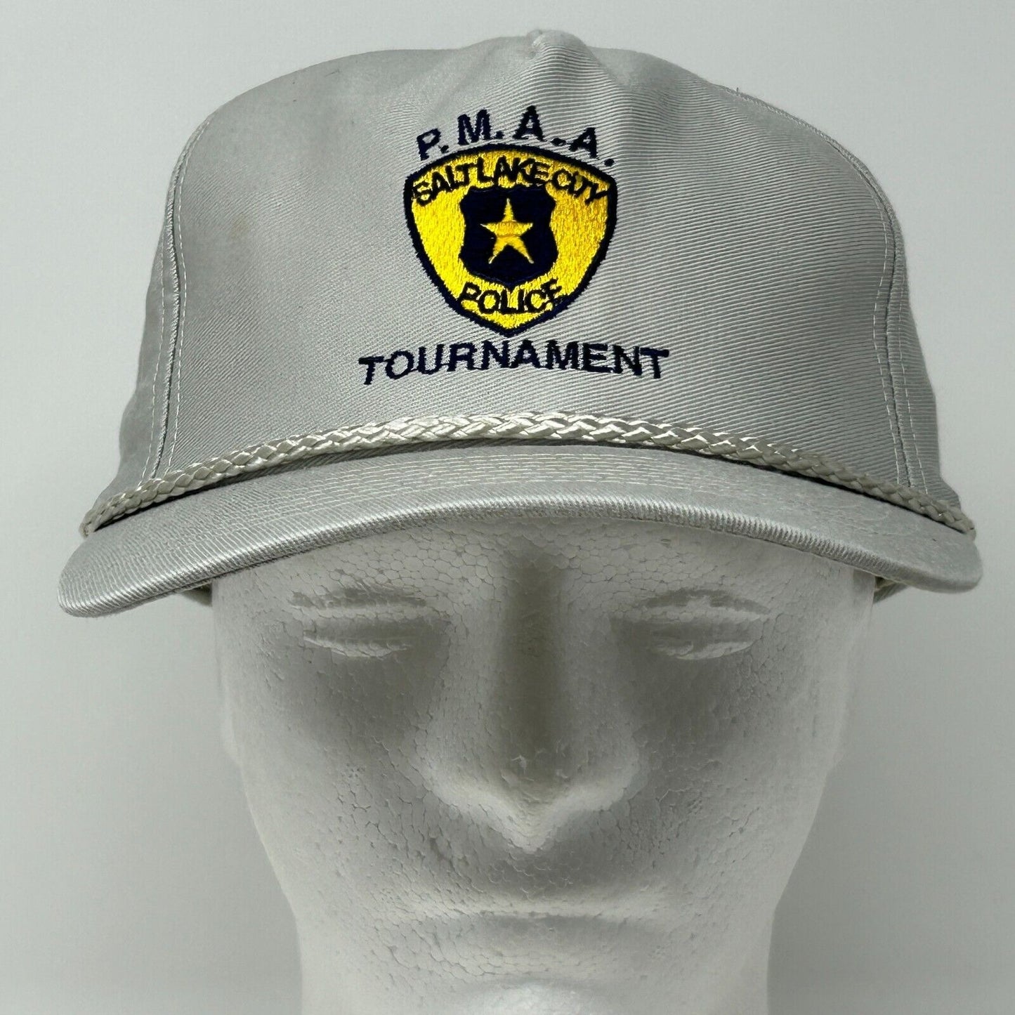 Gray Vintage Hat featuring Salt Lake City Police logo and tournament embroidery detail