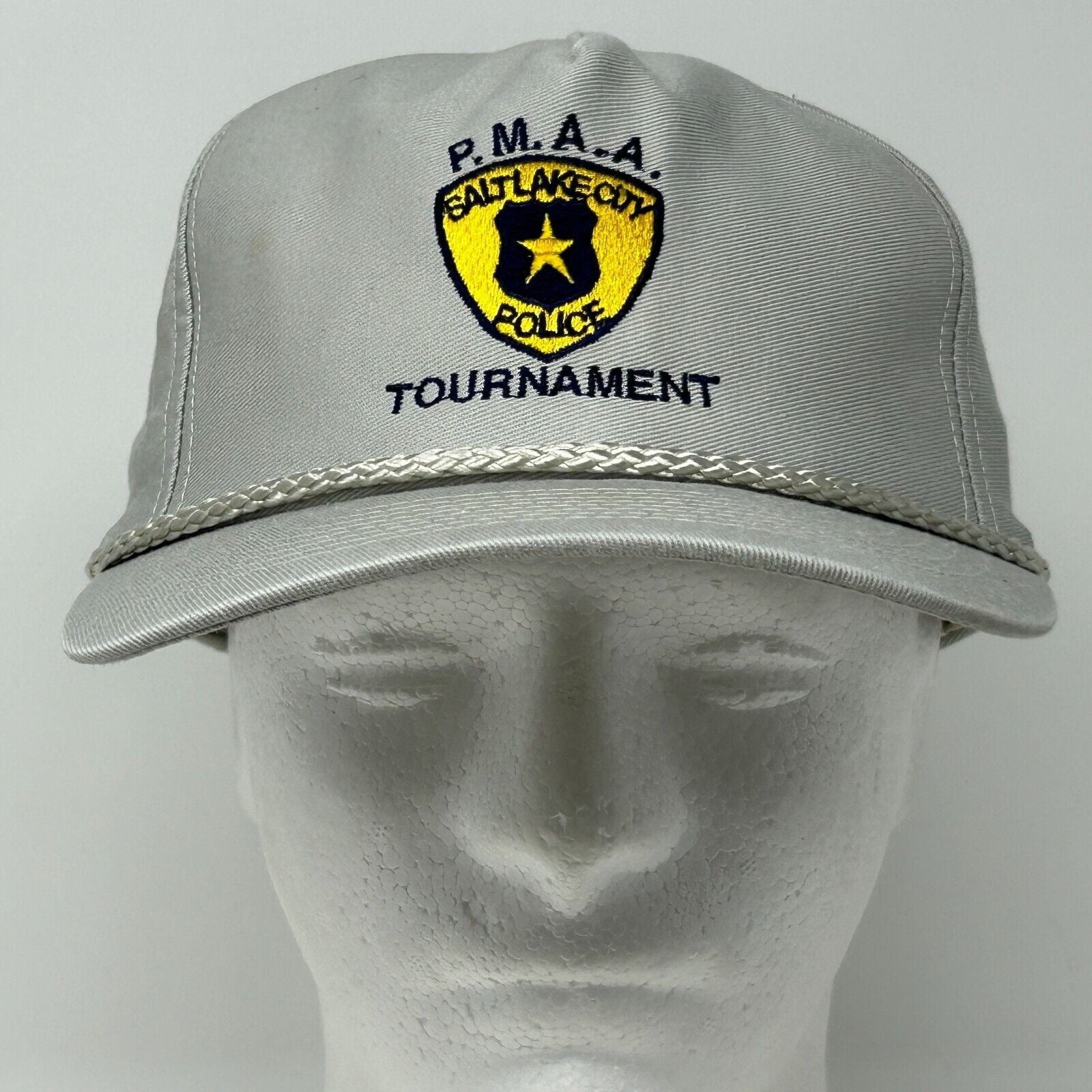 Gray Vintage Hat featuring Salt Lake City Police logo and tournament embroidery detail