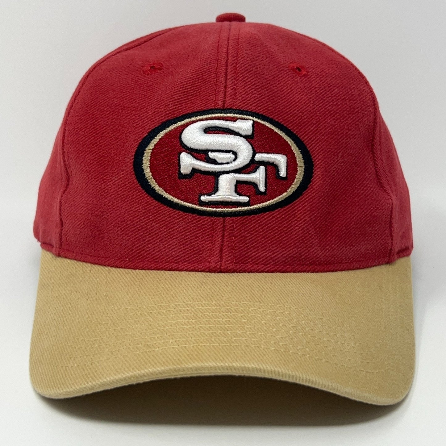 San Francisco 49ers Red Adjustable Hat with Cream Brim and Embroidered Logo on Front