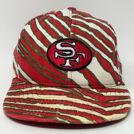Zubaz San Francisco 49ers striped cap in red and cream with embroidered SF logo on front