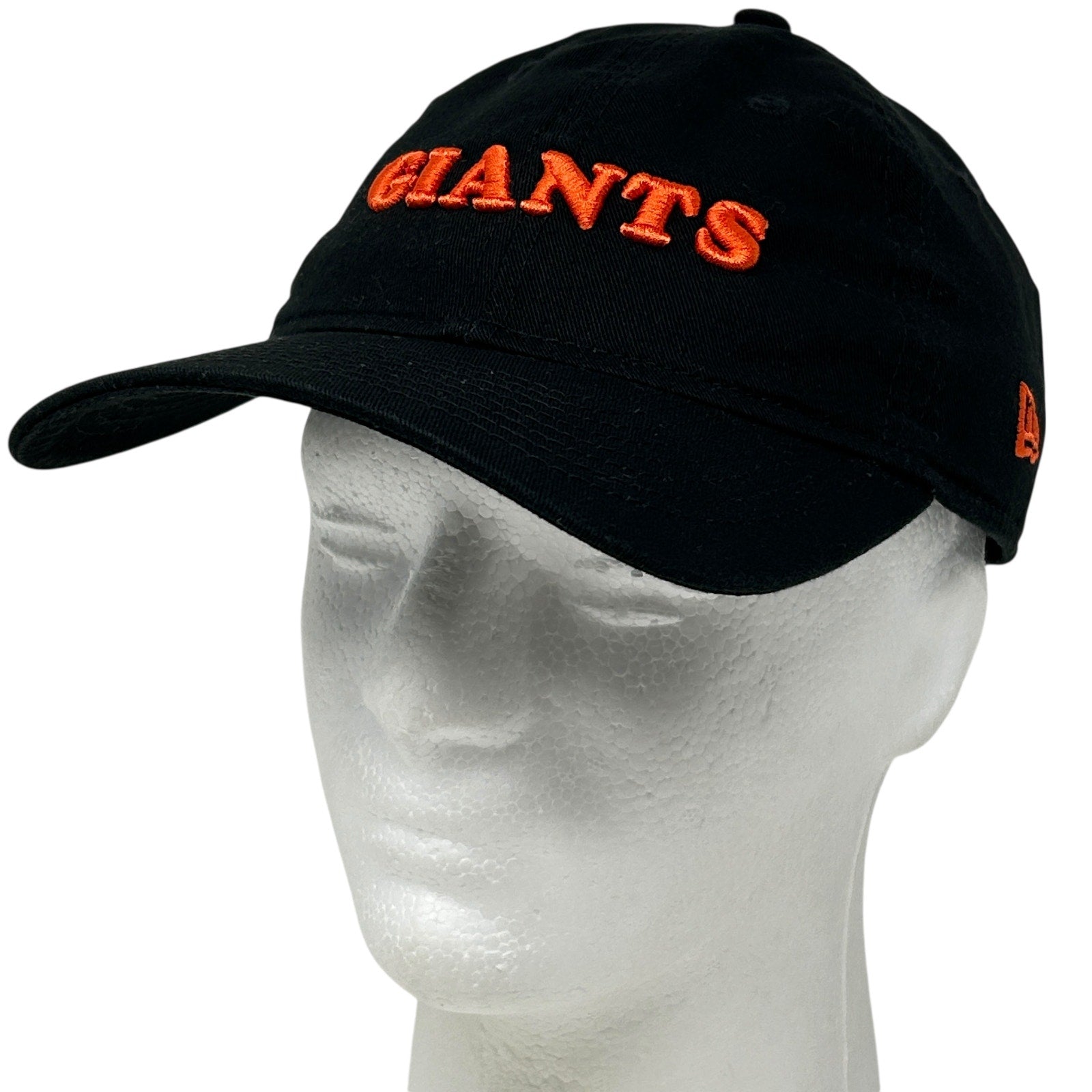 New Era San Francisco Giants Black Baseball Hat with Orange Raised Embroidery, Front View