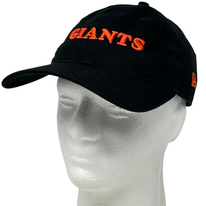 New Era San Francisco Giants Black Baseball Hat with Orange Raised Embroidery, Front View