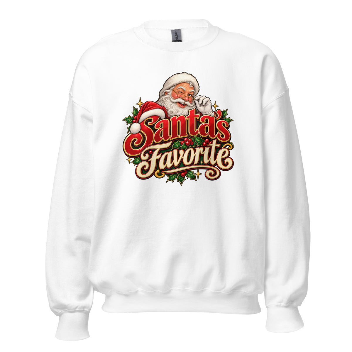 NeonVTG Santa Claus T-shirt in white with 'Santa's Favorite' graphic design