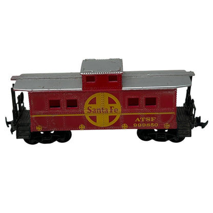 Red Life-Like Caboose with Santa Fe logo, detailed front view and authentic design elements