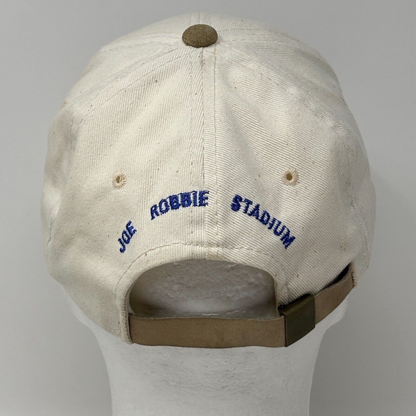 Sports Specialties SF 49ers hat in white, adjustable fit, back view featuring Joe Robbie Stadium text