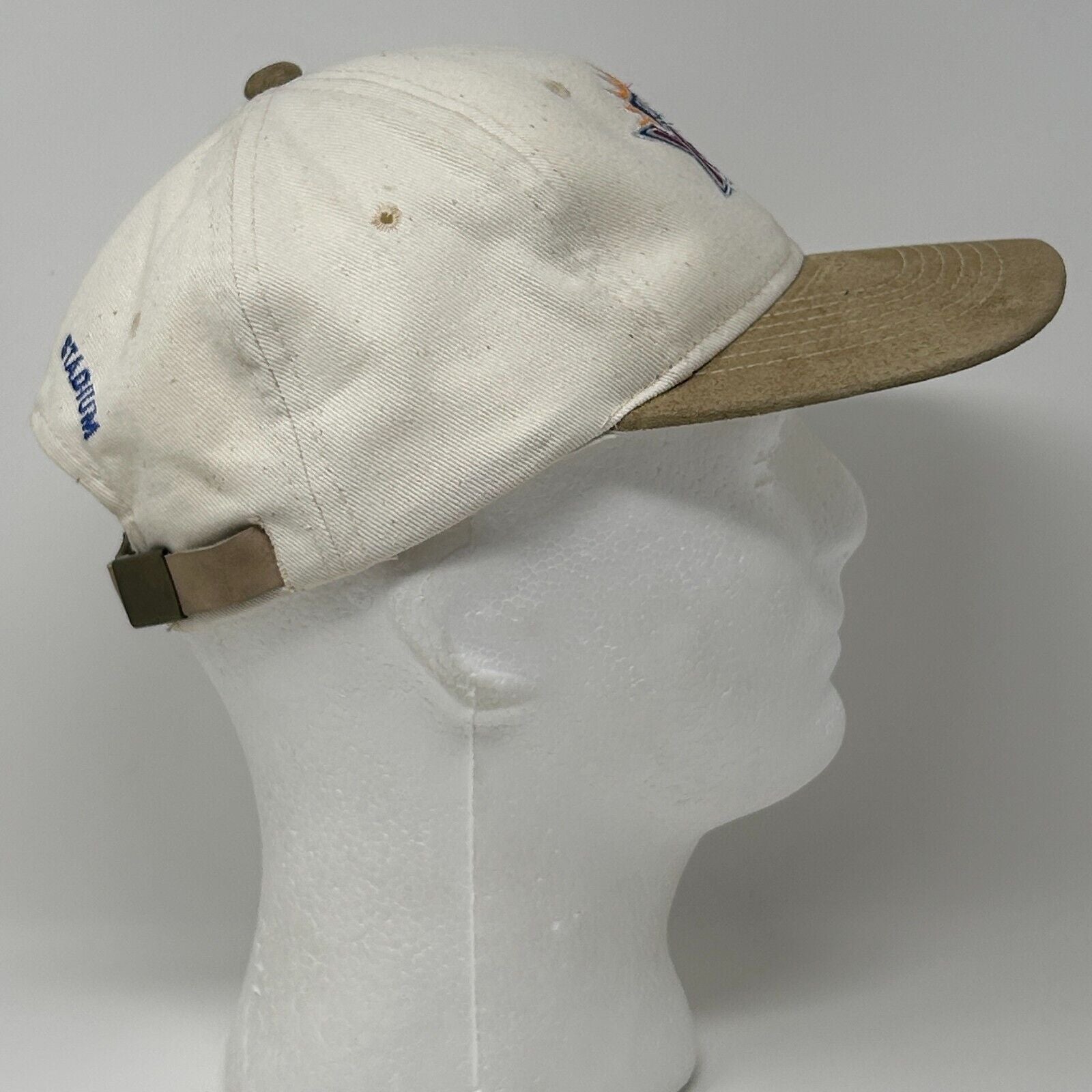 Sports Specialties SF 49ers hat in white with beige brim, side view, perfect for fans