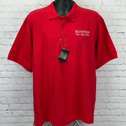 UltraClub Red Polo Shirt with Silverton Casino Logo and Tag, Size Large