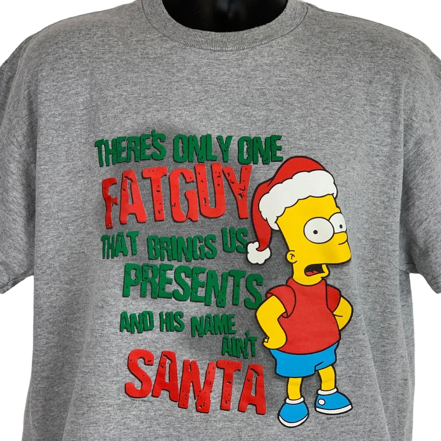 Gray Delta T-Shirt featuring Bart Simpson Christmas graphic with festive text in front view