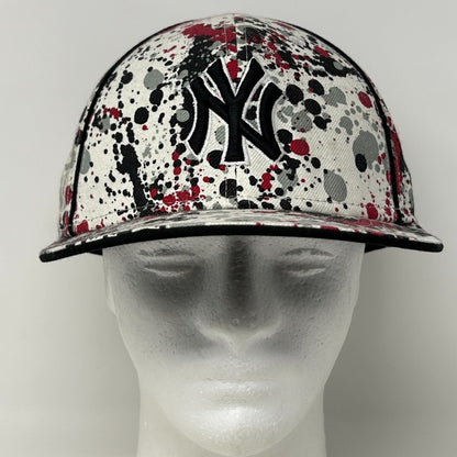 New York NY Yankees Baseball Cap Hat Fitted 7 1/2 Paint Splatter New Era White