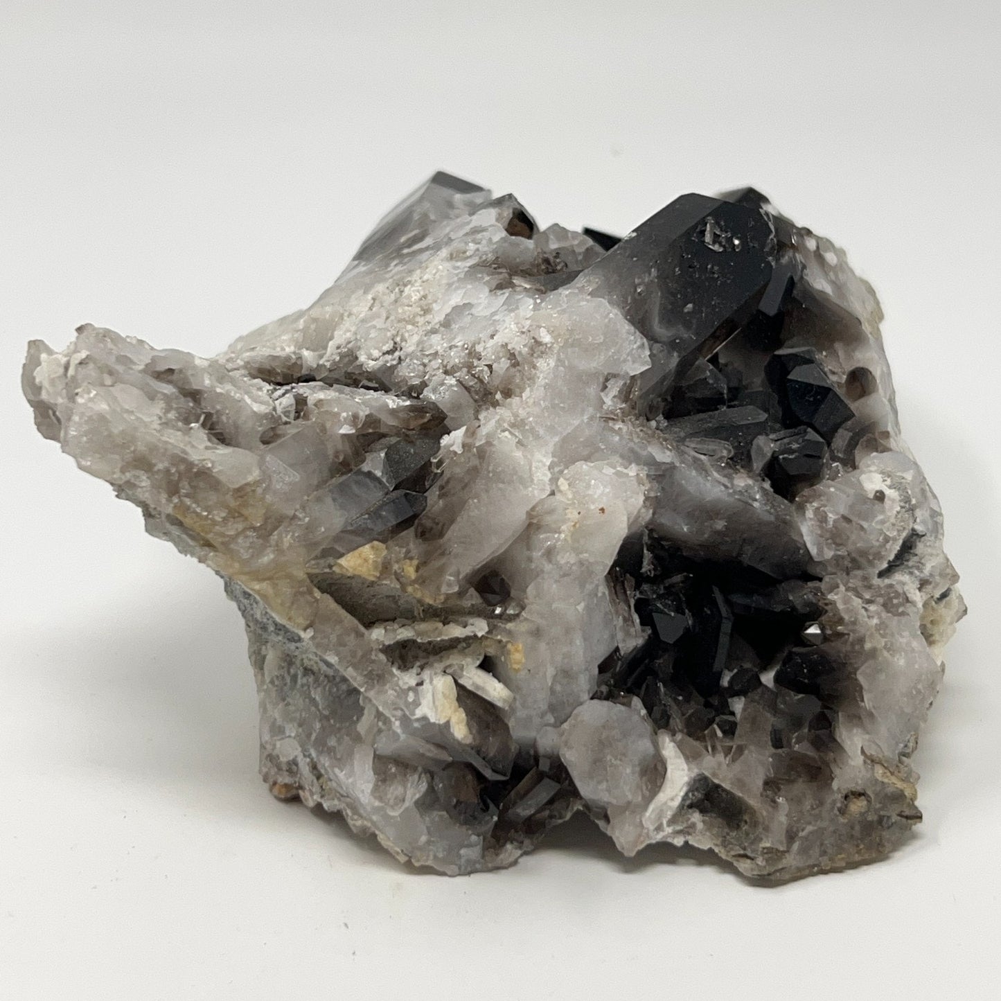 Unbranded Vintage Smoky Quartz Crystal Cluster in Natural Gray Color, Front View