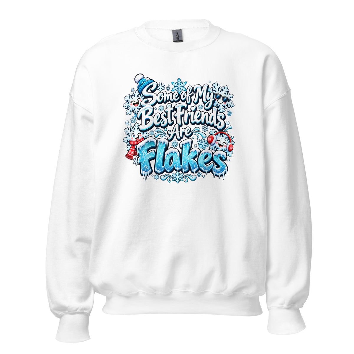 NeonVtg Christmas Snowflake Sweatshirt in White with Fun Flakes Design for a Vintage Look